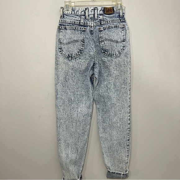 Vintage 1980s USA Acid Wash Frosted High Waist Tapered Leg Mom Jeans sz 26x 31 - Picture 3 of 12